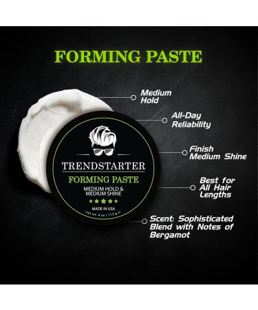 Buy TRENDSTARTER Forming Paste - 4oz Medium Hold & Shine - Lightweight Water-Based Hair Cream for All Hair Types - Premium All-Day Flake-Free Styling Product - Buy Online on GoSupps.com
