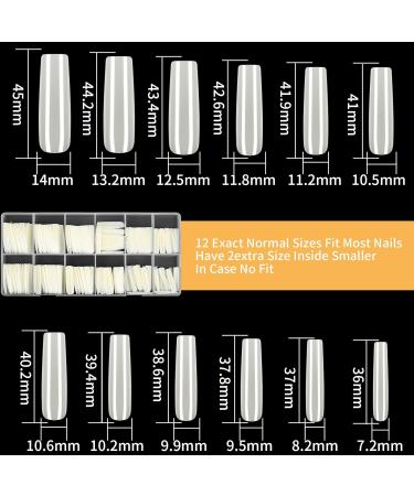 KOXXIAMOQ Soft Gel Full Cover Nail Tips for Nail Extensions 240 Pcs Clear Coffin Ballerina Fake Nails No C Curve Nail Tips Frosted Long Acrylic False Nails Traceless (natural) - Buy Online on GoSupps.com