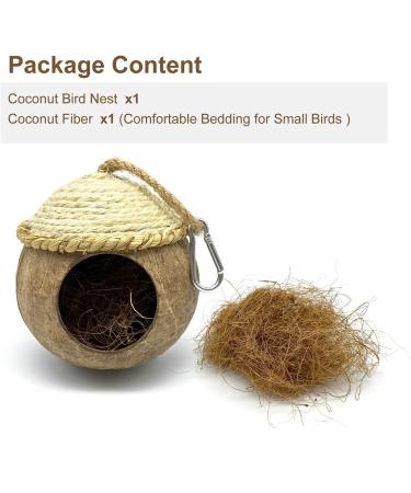 MISS FIRE Coconut Woven Bird House | Natural Coconut Cage with Cover for Parrot, Hamster, Squirrel, Rat, Lovebird, Finches - Buy Online on GoSupps.com