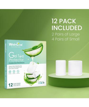 Welnove Aloe Vera Infused Silicone Toe Protectors - 12-Pack for Hammer Toes, Corns, Calluses, and Blisters - Soft Gel Cushions for Pain Relief - Buy Online on GoSupps.com
