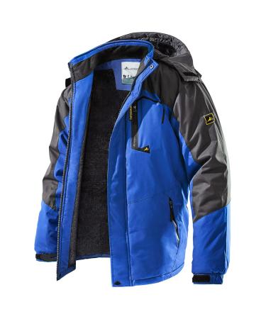 TREKEK Men's Winter Ski Jacket Warm Fleece Waterproof Outdoor Mountain Hiking Windbreaker Hooded Snow Rain Coat Medium Blue