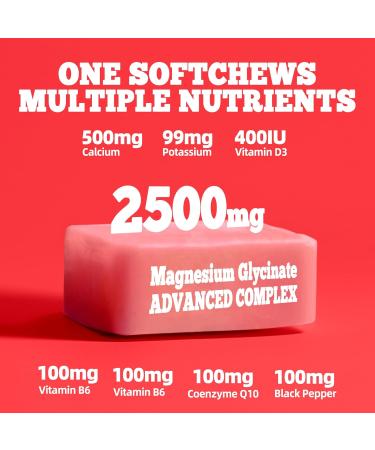 Magnesium Glycinate Soft Chews Strawberry Flavor.Chewable Sugar Free Potassium Magnesium Chews with Magnesium Glycinate Vitamin D B6 and CoQ10 for Calm Support & Sleep for Adults 60 Days Supply - Buy Online on GoSupps.com