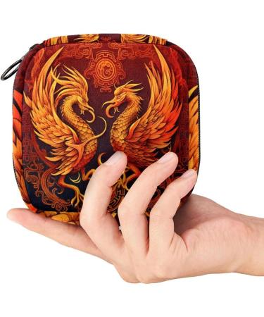Period Bag - Sanitary Napkin Storage Bag with Chinese Dragon & Phoenix Design | Stylish Tampon Holder for Purse - Buy Online on GoSupps.com