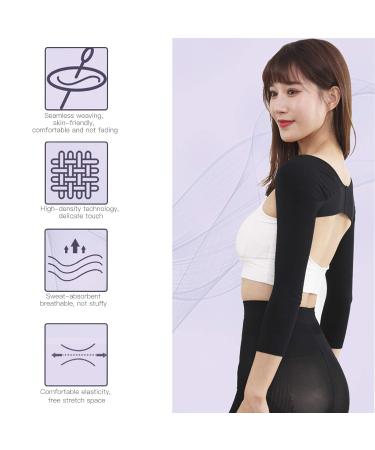 Back Shoulder Protector Arm Sleeve Posture Corrector Arm and Shoulder Corset Arm Slimming Shaper(Black M) - Buy Online on GoSupps.com