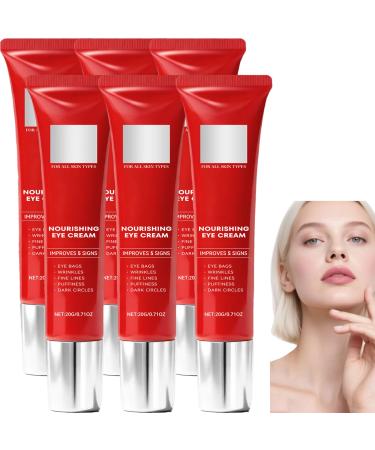 JASUBAI Hydrolyzed Collagen Retinol Eye Cream Instant Firming Under-Eye Serum for Fine Lines and Wrinkles Reduces the Appearance of Dark Circles and Puffiness Anti-Aging Moisturizer (6 Pcs)