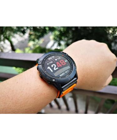 Durable Nylon Bracelet for Garmin - Compatible with F nix Forerunner Vivoactive Approach Marq Quatix D2 Series - 26mm Orange Sport Band for Men (7.2 to 8.2 inches) - Buy Online on GoSupps.com