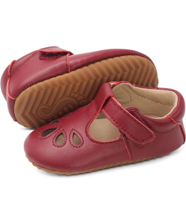 Dotty Fish Red Leather T-bar First Walking Shoes | Baby & Toddler Girls, Non-Slip | Size 3-7 UK Child - Buy Online on GoSupps.com