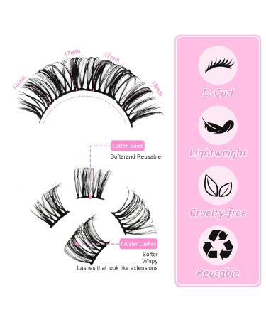 Individual Lash Extensions - Natural Look Cluster Lashes 80pcs D Curl for DIY Open Eyes 10 Pairs - Shop Now - Buy Online on GoSupps.com
