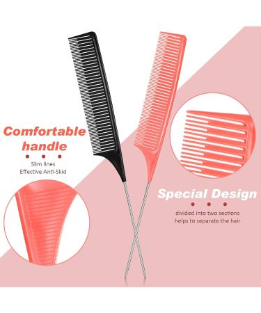 2-Piece Hair Styling Comb Set - Coloring, Highlighting, and Cutting - Black and Pink - Buy Online on GoSupps.com