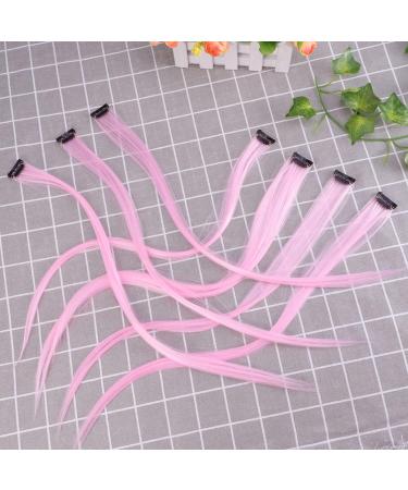 Lurrose 10pc - Hair Extensions Straight Hair Extensions Clip In Straight Hairpieces Wrap Around highlight clip in straight wigs women hair accessories do it yourself girl Miss Pink - Buy Online on GoSupps.com