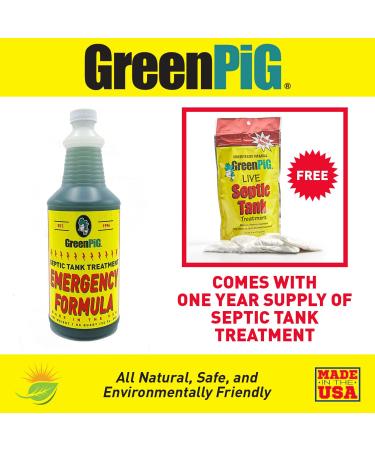 Buy GREEN PIG Septic Tank Treatment - Emergency Formula for Clogged Tanks & Leach Fields 1 Quart - Fast Action & International Shipping - Buy Online on GoSupps.com