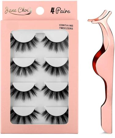 Wrong eyelashes 3D false eyelashes reusable long thick eyelashes to extend the make-up eyelashes 4 pairs of handmade dramatic false eyelashes with eyelash clip (G103)