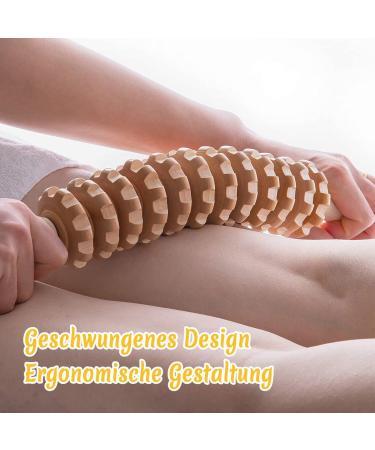 Bounabay Wooden Massage Roller - Abdominal & Body Relief Device for Neck Legs & Back | Best Massage Roller with Handle - Buy Online on GoSupps.com