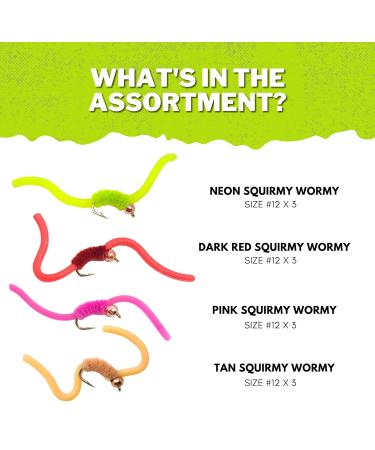 The Fly Crate San Juan Squirmy Wormy Trout Fly Assortment 12 Pack Size #12 - Buy Online on GoSupps.com