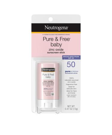 Neutrogena Pure & Free Baby Mineral Sunscreen Stick with Broad Spectrum SPF 50 - 0.47 oz