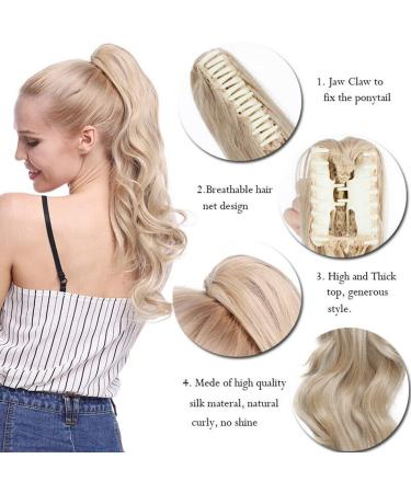 Long Short Claw Ponytail Hair Extensions One Piece Cute Clip in on Ponytail Jaw Claw on Straight Curly Hairpiece Brown Blonde Black Ombre 21" Straight Bleach Blonde - Buy Online on GoSupps.com