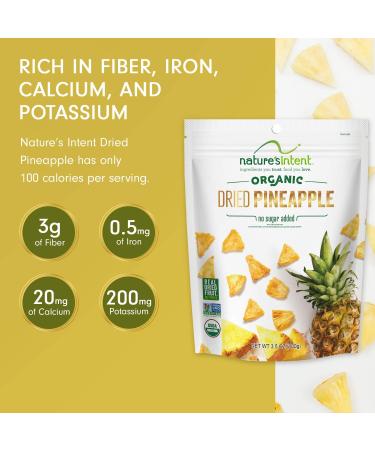 Nature's Intent Organic Dried Pineapple - 4 Pack x 3.5 oz - Healthy Vegan Snack - USDA Organic, Non-GMO, Gluten-Free - Buy Online on GoSupps.com