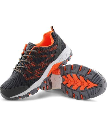 JABASIC Women Hiking Shoes - Breathable Mesh Athletic Outdoor Sneakers (Grey/Orange, Size 8) - Buy Online on GoSupps.com