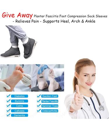 FZYUAN Winter Diabetic Slippers for Swollen Feet | Extra Wide Orthopedic Walking Shoes | Adjustable Non-Slip Elderly Arthritis Shoes - Grey (Women 12/Men 9) - Buy Online on GoSupps.com