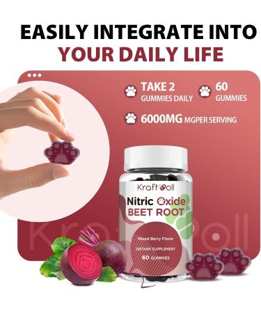 Nitric Oxide Beet Root Gummies with Grapeseed Powder Pomegranate Powder Vitamin C & B12 Sugar-Free Mixed Berry Flavor 60 Gummies 60 Count (Pack of 1) - Buy Online on GoSupps.com