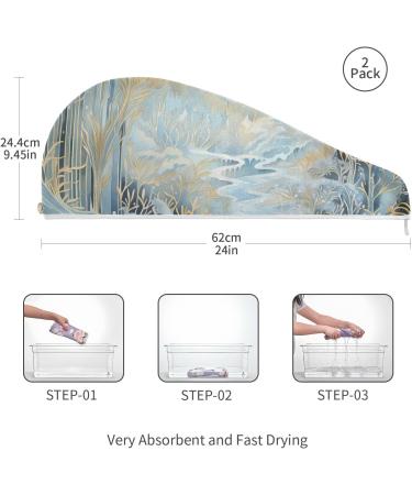 Golden White Forest Hair Towel 2 Pack - Super Absorbent Quick Dry Turbans for Women & Girls - Buy Online on GoSupps.com