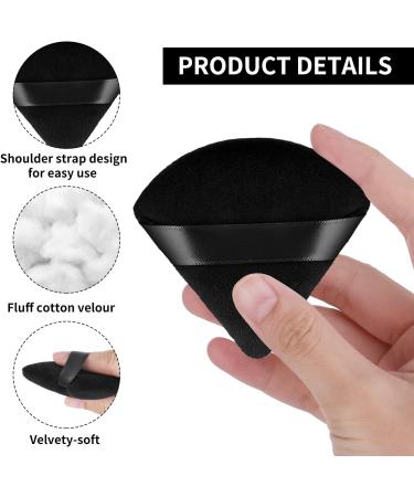 12pc Triangle Powder Puff Makeup Sponges with Strap - Soft Velour Beauty Tool for Mineral Powder & Foundation - Black - Buy Online on GoSupps.com