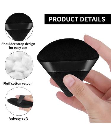 Triangle Powder Puff Makeup Sponge Set - Soft Velour Powders Puffs for Mineral Powder, Body & Loose Powder - Black, 2 Pcs - Buy Online on GoSupps.com