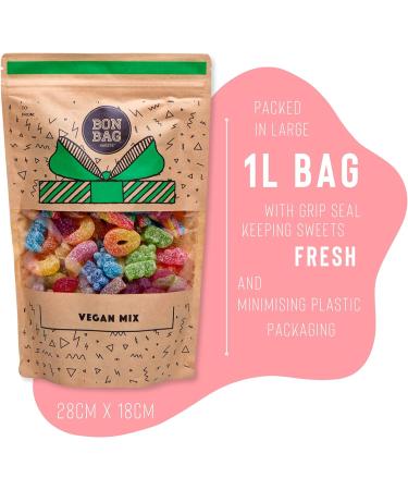 BON BAG - Vegan Fizzy and Fizz-Free Pick And Mix Sweets 1L Pouch Bags Of Sweets. Bulk Candy Assortment In Large Resealable Party Bag Great For Sharing Or As A Gift (800g) - Buy Online on GoSupps.com