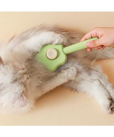 Self-Cleaning Cat Brush with Unlocking Button - Compact Fur Care Brush for Dogs Cats & Rabbits - Efficient Hair Removal in Green - Buy Online on GoSupps.com