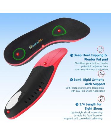 Sushn3D Plantar Fasciitis Insoles XL - Heavy Duty Arch Support Inserts for Men 10 1/2-13 - Pain Relief Orthotic with Shock Absorption for Running & Sports - Black - Buy Online on GoSupps.com