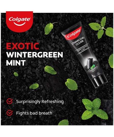 Colgate Charcoal Clean Black Gel Toothpaste Combo Pack | Deep Clean with Bamboo Charcoal & Wintergreen Mint | 2 x 4.057 Fl Oz for Plaque Removal & Fresh Breath - Buy Online on GoSupps.com