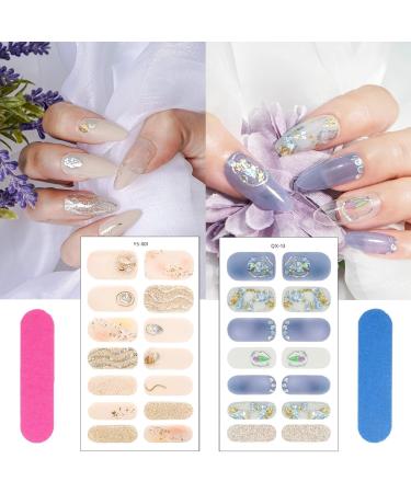 Buy Semi Cured Gel Nail Strips - 8 Sheets of Flower Heart & Star Designs | Nail Art Stickers & Decals for Stunning Manicures - Buy Online on GoSupps.com