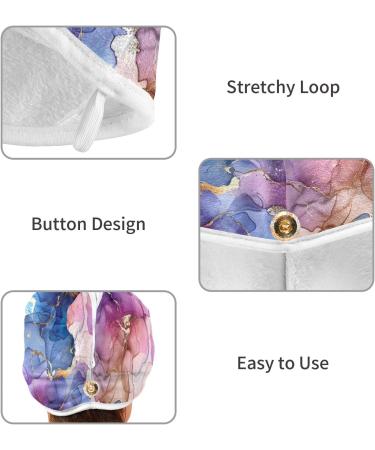 Purple Blue Marble Hair Towel 2 Pack - Super Absorbent Quick Dry Hair Turbans for Women & Girls - Buy Online on GoSupps.com