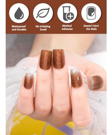 Cured Gel Nail Strips - Long Lasting Sakura Orange Nail Wraps with Cuticle Stick & UV/LED Lamp Required - Buy Online on GoSupps.com