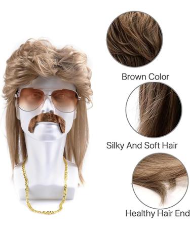 4 Piece Set Mullet Wig Brown Mullet Wig Pop Rock Wigs For Artificial Hair Wigs for Men Wig 80s Wig Brown Wave Mullet Wig Halloween Costume Fashion Wig Fancy Party Accessories Wig - Buy Online on GoSupps.com