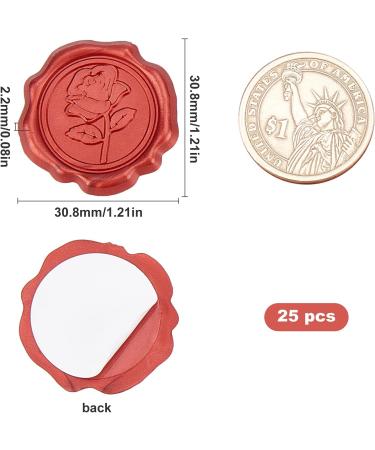 CRASPIRE Adhesive Wax Seal Stickers 25PCS Red Rose Wax Seal Sticker for Envelopes Decorative Stamp Stickers Envelope Stickers for Wedding Invitation Craft Scrapbook Party Gift Grapping R Rose Flower - Buy Online on GoSupps.com