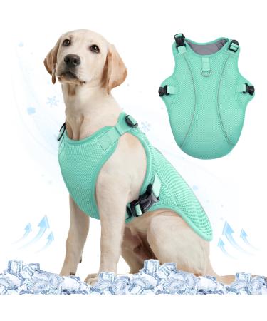 Kuoser cool vest dog cooling vest for dogs cooling jacket for dogs cooling jacket dog ventilated cooling jacket for dogs dog cooling vest activities outside training green XXL XXL green