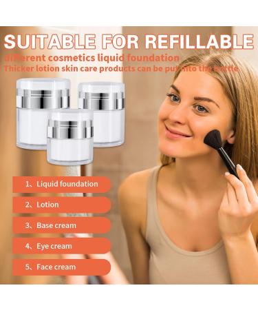 3Pcs Portable Airless Pump Cosmetic Containers - 15ml, 30ml, 50ml Sizes - Refillable Travel Bottles for Lotions, Creams, Makeup - Buy Online on GoSupps.com