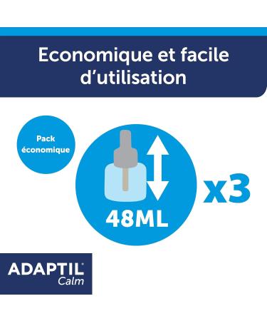 ADAPTIL Calm - Pack of 3 refills for Anti-Stress diffuser for Dogs - Natural mode of action - Works for 3x30 Days - without Drowsiness - Made in France - Buy Online on GoSupps.com