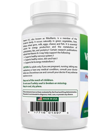 Best Naturals Vitamin B2 400mg - Migraine Relief Veggie Capsules - Coenzyme Precursor - 120 Count Pack - Riboflavin Supplement - Buy Online on GoSupps.com