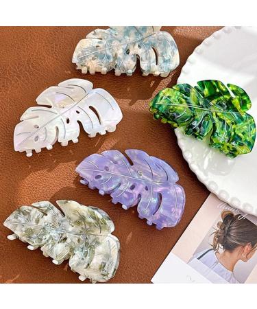 XIAHIOPT Simple Foliage Large Hair Claw Clip Hair Jaw Clip Leaf Hair Catch Barrettes Hair Adornment Hair Ornament Purple - Buy Online on GoSupps.com