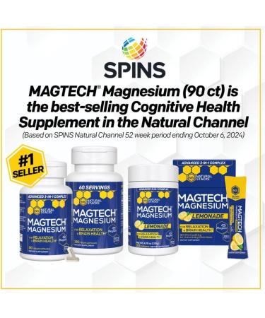 Magtein Magnesium L-Threonate Glycinate & Taurate - MagTech Magnesium Powder - Sugar Free Lemonade Drink - 200mg Chelated Triple Complex - Supports Relaxation & Brain Health* - 30 Servings Lemonade Tub - Buy Online on GoSupps.com