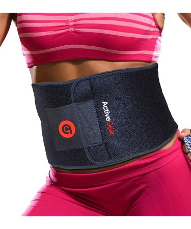 ActiveGear Waist Trimmer Belt - Red Medium | Slim Body Sweat Wrap for Stomach and Back Lumbar Support - Buy Online on GoSupps.com