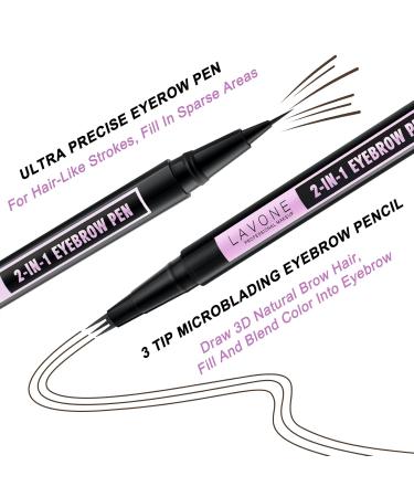 LAVONE 2-In-1 Waterproof Eyebrow Pencil - Microblading & Ultra-Precise Brow Brush in Dark Brown | International Shipping Available - Buy Online on GoSupps.com