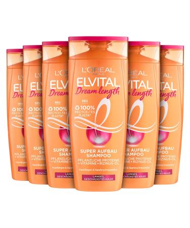 L'Or al Paris Elvital Anti-Split Ends Shampoo for Dreamy Long Hair with Castor Oil Dream Length Super Strengthening 6 x 300 ml