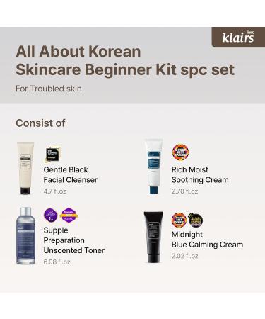 DearKlairs Klairs Korean Skincare Beginner Kit 4pc Set Cleanser to cream - Buy Online on GoSupps.com