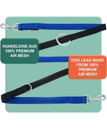 Dey Premium Dog Leash - 2m Air Mesh 3-Way Adjustable for All Dog Sizes Multiple Colors Ideal for Puppies & Cats - Blue XS/S - Buy Online on GoSupps.com