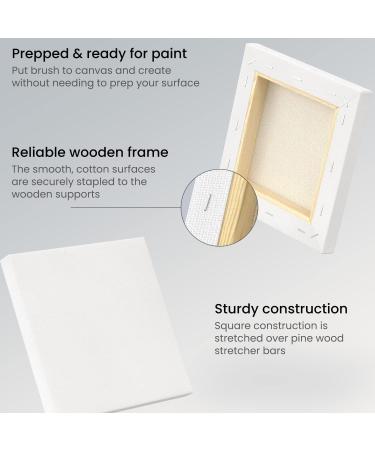 Arteza 6x6 Inch White Stretched Canvas Pack - 12 Canvases, 100% Cotton, Gesso-Primed - Ideal for Acrylic Pouring and Oil Painting - Buy Online on GoSupps.com