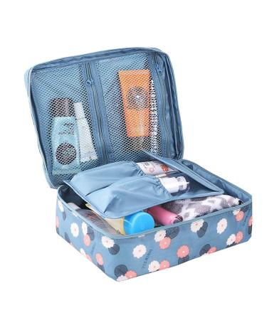 LKMY portable make-up bag cosmetic bag waterproof flower pattern travel culture bag storage bag organizer several pockets for women and girls