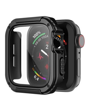 Recoppa Rugged Apple Watch Case 42mm Series 3/2/1 with Screen Protector Durable Military Grade Quattro Pro Series Drop-Proof Protective Cover Full Coverage Shock-Proof Bumper for Men iWatch(Black) Black 42 mm